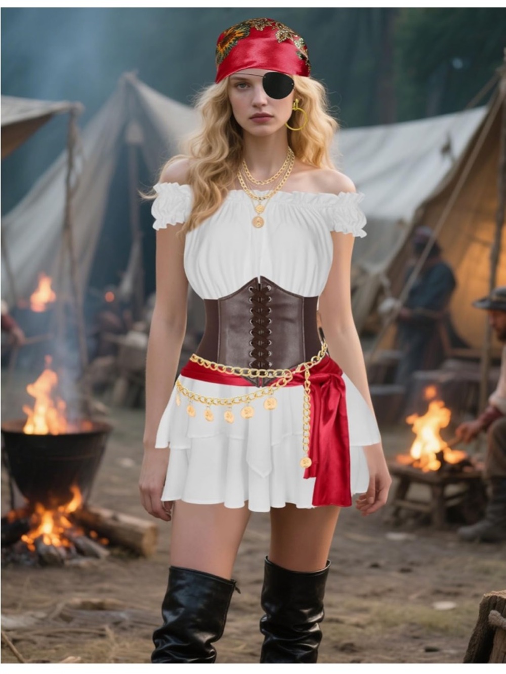 White Off-Shoulder Pirate Dress